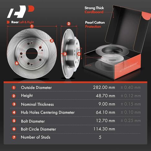 A-Premium Front Vented & Rear Solid Disc Brake Rotors + Ceramic Pads Kit Compatible with Select Honda Models - Accord 2008-2012/2014-2017, 12-PC Set in Saudi Arabia