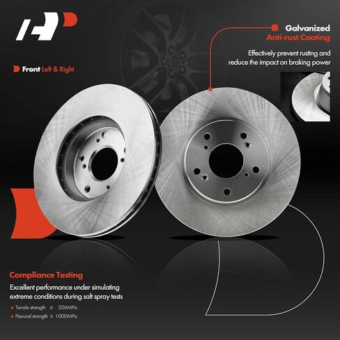 A-Premium Front Vented & Rear Solid Disc Brake Rotors + Ceramic Pads Kit Compatible with Select Honda Models - Accord 2008-2012/2014-2017, 12-PC Set in Saudi Arabia