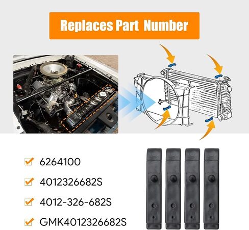 Rubber Radiator Insulator Pads Rubber 3 Core Radiator Mounting Cushions Support Pads Compatible with GM cars between 1968-1981 Replace# 4012-326-681S in Kuwait