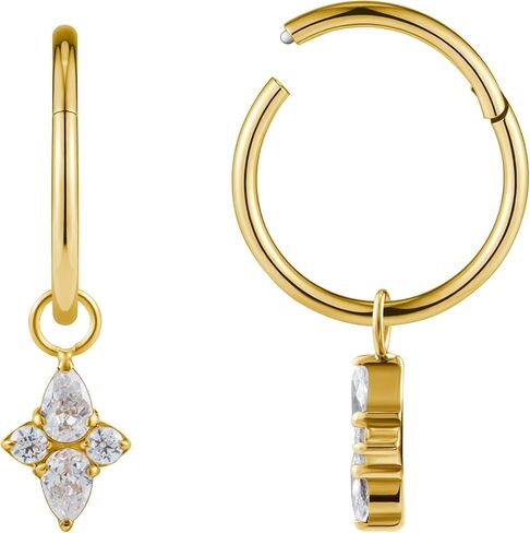 FINE4U 1 Pair Titanium Dangle Earrings for Women - Dainty Huggie Drop Earrings, Nickel Free Earrings Jewelry Gifts in Kuwait