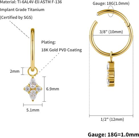 FINE4U 1 Pair Titanium Dangle Earrings for Women - Dainty Huggie Drop Earrings, Nickel Free Earrings Jewelry Gifts in Kuwait