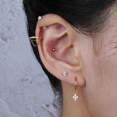 FINE4U 1 Pair Titanium Dangle Earrings for Women - Dainty Huggie Drop Earrings, Nickel Free Earrings Jewelry Gifts in Kuwait