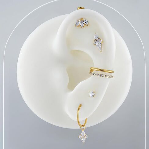 FINE4U 1 Pair Titanium Dangle Earrings for Women - Dainty Huggie Drop Earrings, Nickel Free Earrings Jewelry Gifts in Kuwait