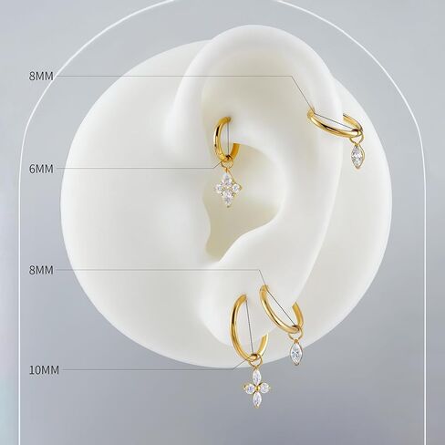 FINE4U 1 Pair Titanium Dangle Earrings for Women - Dainty Huggie Drop Earrings, Nickel Free Earrings Jewelry Gifts in Kuwait