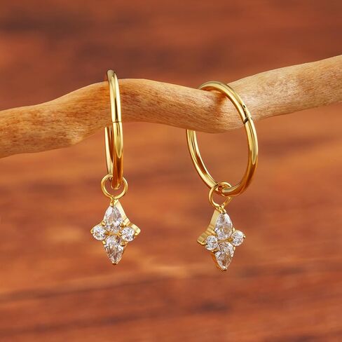 FINE4U 1 Pair Titanium Dangle Earrings for Women - Dainty Huggie Drop Earrings, Nickel Free Earrings Jewelry Gifts in Kuwait