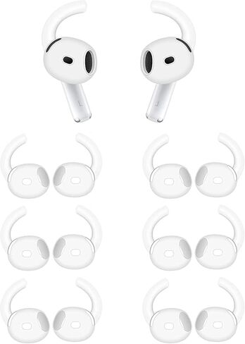 خطاف أذن رياضي ALXCD متوافق مع AirPods 4 Earbuds الجيل الرابع، 6 أزواج من خطافات سماعات الأذن السيليكون البديلة المضادة للانزلاق ومضادة لفقدان سماعات الأذن، متوافق مع AirPods 4 أسود/أبيض/شفاف in Saudi Arabia