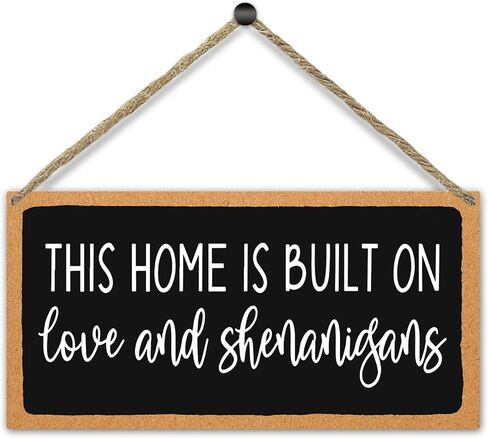 علامة خشبية معلقة ريفية من Sahjzk لغرفة المعيشة، تم بناء هذا المنزل على الحب والشينانيجان، لوحة معلقة على الحائط المنزلي بحبل، ديكور باب المطبخ، مستلزمات عيد الميلاد، هدية فنية خشبية لغرفة النوم -43 in Kuwait