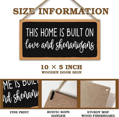 علامة خشبية معلقة ريفية من Sahjzk لغرفة المعيشة، تم بناء هذا المنزل على الحب والشينانيجان، لوحة معلقة على الحائط المنزلي بحبل، ديكور باب المطبخ، مستلزمات عيد الميلاد، هدية فنية خشبية لغرفة النوم -43 in Kuwait
