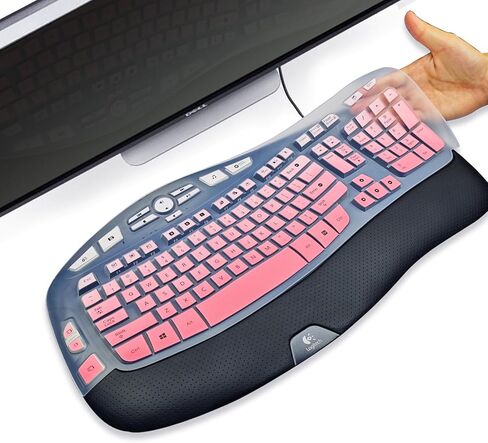 Keyboard Cover for Logitech MK570 MK550 K350 Wireless Keyboard, Keyboard Skins for Logitech MK570 MK550 K350 Keyboard Silicone Cover, Transparent, Waterproof, Dustproof, Easy to Clean in Kuwait