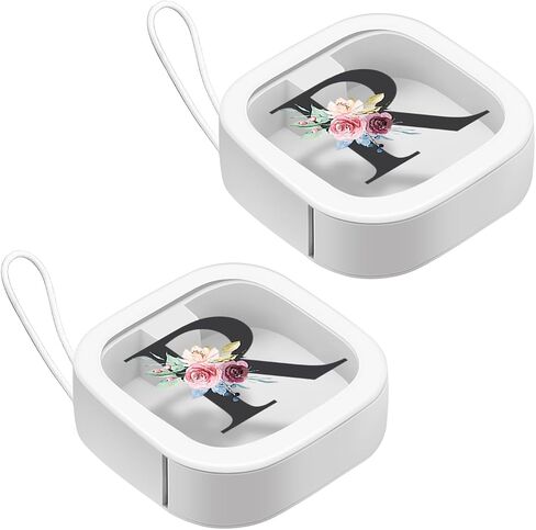 2pcs Hair Tie Organizer with Initial Design, Stackable Travel Containers for Hair Clips, Elastic Bands, Floss, and More, Portable Hanging Hair Accessories Storage for Girls & Women (White, Letter R) in Saudi Arabia