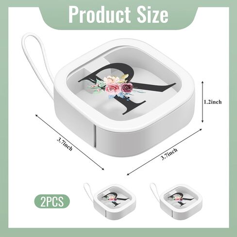 2pcs Hair Tie Organizer with Initial Design, Stackable Travel Containers for Hair Clips, Elastic Bands, Floss, and More, Portable Hanging Hair Accessories Storage for Girls & Women (White, Letter R) in Saudi Arabia