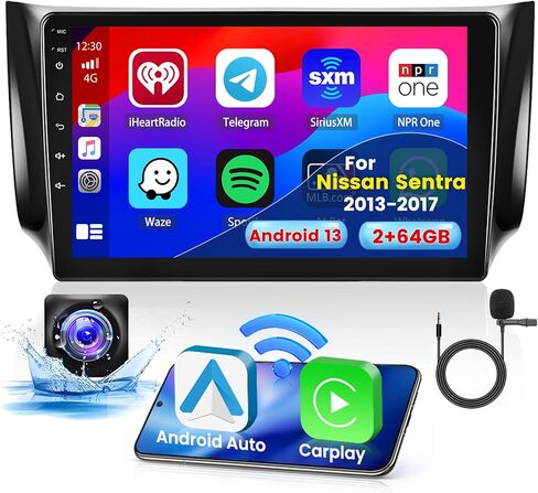 8-Core 4+64G Android 13 Car Stereo Upgrade Radio for Nissan Sentra 2013-2017, 10.1'' HD Touch Screen Wireless CarPlay & Android Auto, AHD Backup Camera, Mirror Link, GPS Navi in Saudi Arabia