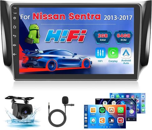 8-Core 4+64G Android 13 Car Stereo Upgrade Radio for Nissan Sentra 2013-2017, 10.1'' HD Touch Screen Wireless CarPlay & Android Auto, AHD Backup Camera, Mirror Link, GPS Navi in Saudi Arabia