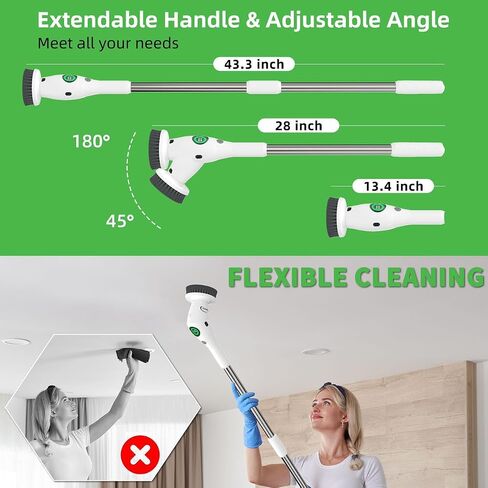 Electric Spin Scrubber, 9 in 1 Cordless Cleaning Brush with Type C USB Port, Charger, Gloves, 3 Adjustable Speed, LED Display, Electric Scrubber for Cleaning Bathroom Tub Tile Floor in Saudi Arabia
