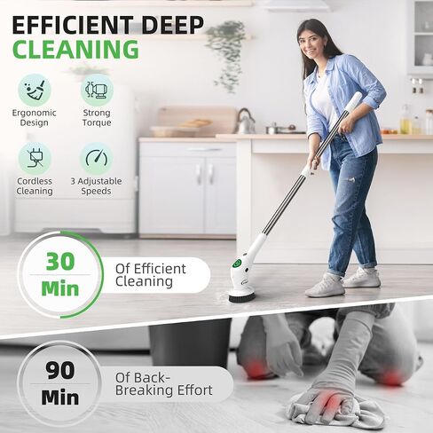 Electric Spin Scrubber, 9 in 1 Cordless Cleaning Brush with Type C USB Port, Charger, Gloves, 3 Adjustable Speed, LED Display, Electric Scrubber for Cleaning Bathroom Tub Tile Floor in Saudi Arabia