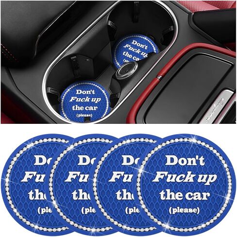 4 قطع من قواعد أكواب السيارة اللامعة من ماندارك، 2.75 بوصة من حجر الراين الكريستالي حامل أكواب السيارة، حصيرة مشروبات داخلية للسيارات غير قابلة للانزلاق للنساء والفتيات، عالمية لسيارات الدفع الرباعي والشاحنات وRV (أسود) in Kuwait