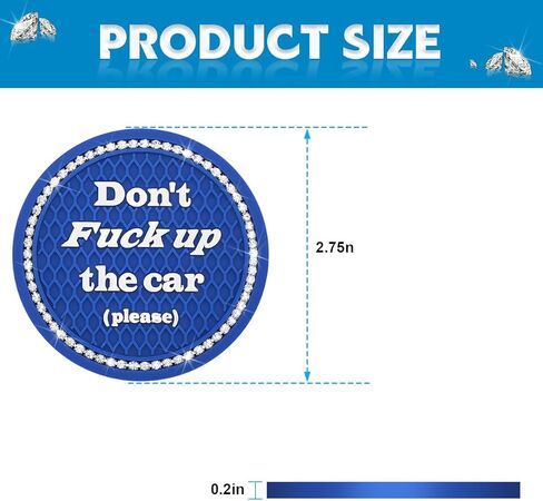 4 قطع من قواعد أكواب السيارة اللامعة من ماندارك، 2.75 بوصة من حجر الراين الكريستالي حامل أكواب السيارة، حصيرة مشروبات داخلية للسيارات غير قابلة للانزلاق للنساء والفتيات، عالمية لسيارات الدفع الرباعي والشاحنات وRV (أسود) in Kuwait