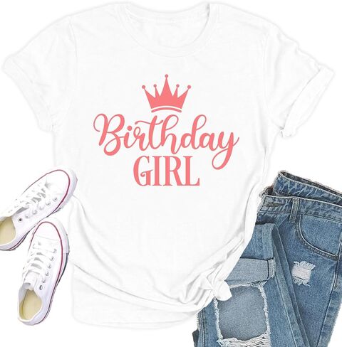 Birthday Shirts for Women Happy Birthday Queen T-Shirt Birthday Party Squad Tee Top in Kuwait