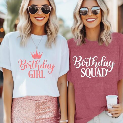 Birthday Shirts for Women Happy Birthday Queen T-Shirt Birthday Party Squad Tee Top in Kuwait