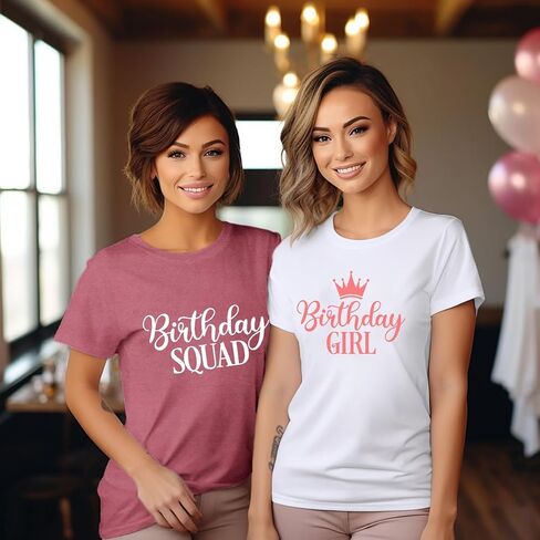 Birthday Shirts for Women Happy Birthday Queen T-Shirt Birthday Party Squad Tee Top in Kuwait