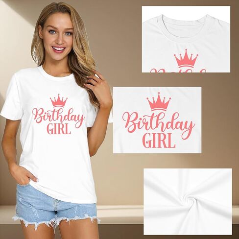 Birthday Shirts for Women Happy Birthday Queen T-Shirt Birthday Party Squad Tee Top in Kuwait