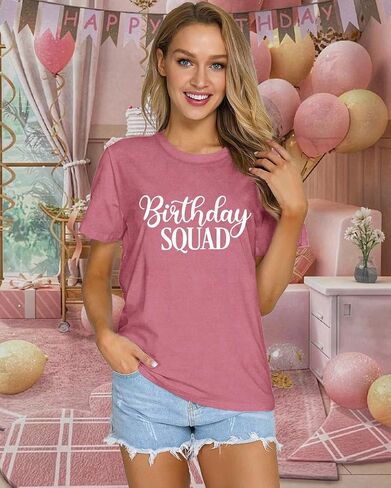 Birthday Shirts for Women Happy Birthday Queen T-Shirt Birthday Party Squad Tee Top in Kuwait