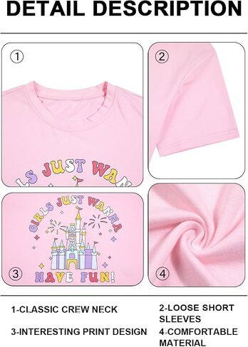 Oversized Magic Kingdom Shirts Women: Magical Castle Graphic Shirt Funny Letter Print Besties Tee Casual Holiday Tops in Saudi Arabia