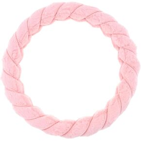 Twisted Fur Black Soft Steering Wheel Cover, Fluffy Car Steering Cover for Universal Auto Steering Wheel 14.5-15.5", Anti-Slip, Plush Texture, Winter Warm
