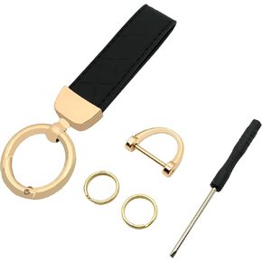 Leather Keychain Keyrings Car Key Chain Holder with Anti-Lost D Ring and 2 Key Rings for Women and Men