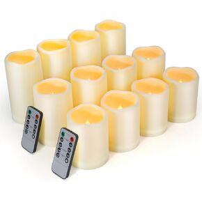 Enido Flameless LED Candles Outdoor Waterproof Battery Operated Pack of 9 Pillar Candles