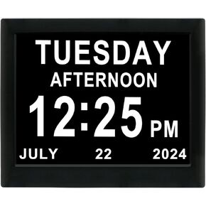 Aowasi Digital Day Clock Non-Abbreviations Day and Date Dementia Vision Impaired Calendar Clocks Perfect for Seniors Elderly