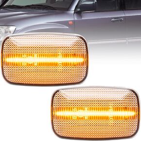 NJSBYL LED Side Marker Lamps for T0yota FJ Cruiser Hilux Land Cruiser 100 Series Prado 90 Series Lexus LX470 Clear Lens Amber Led Side Repeater Turn Signal Lights Likts