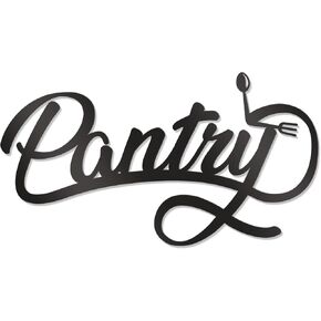 Pantry Sign Pantry Sign Wall Decor Black Metal for Home Kitchen Dinner Room Wall Sign for Restaurant Coffee Shop Modern Pantry Decor for Housewarming Gift (Black-Pantry)