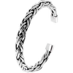 Braided Sterling Silver Men Bangle Bracelet Made from 925 Sterling Silver