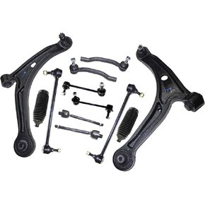PartsW-12 Pieces Front & Rear Suspension Kit For Acura MDX 2001-2005/ Honda Pilot 2003-2005/ Tie Rod+Linkages Rack & Pinion Bellow Boots+Lower Control Arms & Ball Joints+Assembly Sway Bar Links