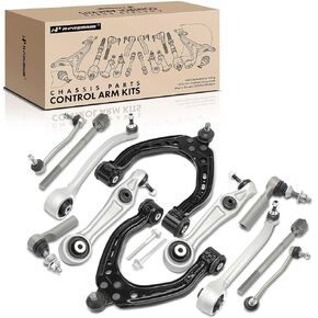 A-Premium Set of 12, Front Lower Forward Rearward & Upper Control Arm, Sway Bar Link, Inner Outer Tie Rod End, Compatible with Tesla Model S 2012 2013 2014 2015 2016, RWD Only