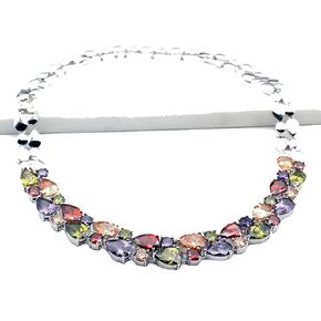 Necklaces for Women, Classic Multi Gemstones Silver Necklaces with Amethyst Garnet Morganite Peridot Women Jewelry