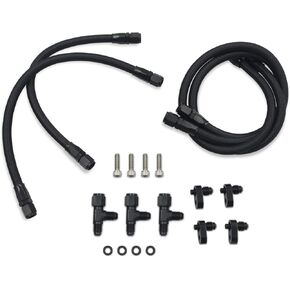 AN4 خط فرامل الوقود ومجموعة محولات فتحات التهوية المضفرة من الفولاذ المقاوم للصدأ لمحرك LS LSX LS1 LS2 LS6 LM7 4 قطعة