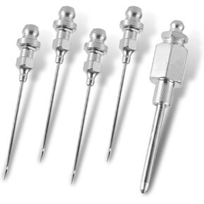5 PCS Automotive Grease Accessories, Stainless Steel Grease Needle Nozzle, Needle Grease Gun Tip for Most Cars (Silver)