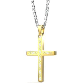 Cross Necklace for Men Women Gold Tungsten Cross Pendant Necklace with Silver Box Chain Gift for Women Men