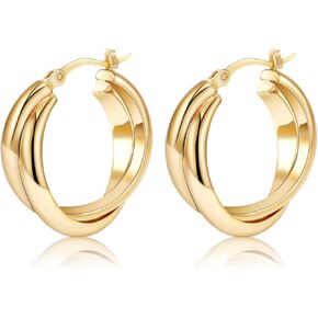 VIROMY Gold/Silver Hoop Earrings For Women,14K Gold Plated Paperclip Link Chain Earrings Chunky Gold Hoop Dainty Dangle Earrings Lightweight Earrings Jewelry for Gifts