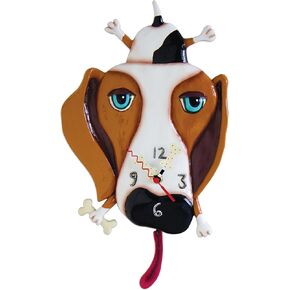 Allen Designs Enesco Buckley The Hound Dog يحمل ساعة حائط بندول منحوتة على شكل عظمة، 15.25 بوصة، متعددة الألوان in Kuwait