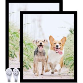 12x15 Picture Frame Set of 2, Black Photo Frames High Transparent Wall Gallery Desktop Horizontal Vertical for Canvas Collage Photo Poster Certificate 12 x 15 inches