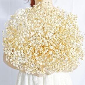 3500+ Ivory White Flowers, Premium Dried Babys Breath Flowers in Bulk - Natural Ivory Baby's Breath and Wildflowers Bouquet - Perfect for Wedding Invitation Accessories and Home Decor