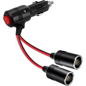 Car Cigarette Lighter Splitter,2-Socket Cigarette Lighter Adapter Extension Plug Cord Power Charger Port for DC 12V 24V Car Vehicle 2-Way Splitter Y on/Off Switch (1 to 2 Car Cigarette Lighter)