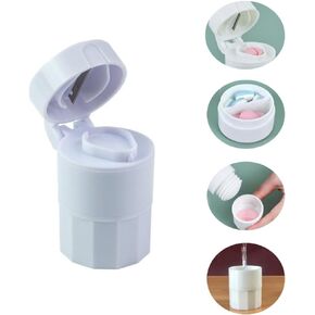 3 Compartment Pill Crusher, Cutter and Grinder, Safely Cut Pills, Vitamins, Tablets,Stainless Steel Blade Pill Cutter Splitter,Travel Sized Pill Grinder Multi-Function Built in Storage Box(White)