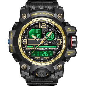 findtime Mens Tactical Watches for Men Military Watch Reloj Militar Para Hombre Sports Outdoor Waterproof Digial Analog Alarm Stopwatch Big Face Wristwatch