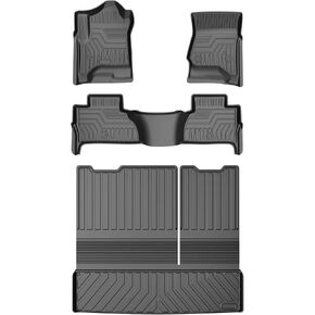 Mixsuper Floor Mats Cargo Liner for Chevrolet Tahoe/GMC Yukon 2015-2020, All Weather 2 Row Floor Liners and Trunk Mat Set Black