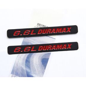 Yoaoo 2Pack OEM Matte Black 6.6L Duramax Hood Emblems Compatible with Badge Turbo Silverado 2500 Hd Red