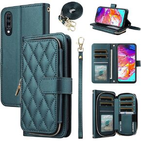 Wallet Case for Samsung Galaxy A54 5G with Detachable Wrist Strap, 9+ Card Slots Zipper Purse, Luxury PU Leather Stand Full Body Cell Phone Cover for A 54 54A SM A546U 2023 Women Girls Purple